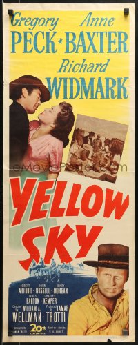 9z279 YELLOW SKY insert 1948 romantic art of Gregory Peck & Anne Baxter, Richard Widmark