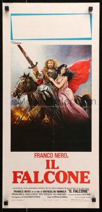 9z903 FALCON Italian locandina 1982 wild fantasy art of warrior and woman on horseback by Sciotti!
