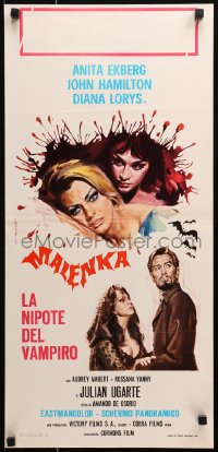 9z904 FANGS OF THE LIVING DEAD Italian locandina 1969 sexy Anita Ekberg, vampire art by Tarantelli!