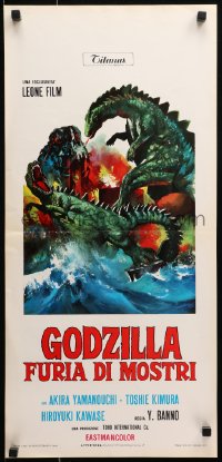 9z914 GODZILLA VS. THE SMOG MONSTER Italian locandina 1972 Gojira tai Hedora, Toho Japanese sci-fi!