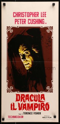 9z919 HORROR OF DRACULA Italian locandina R1970 Hammer, great Piovano art of vampire Christopher Lee!