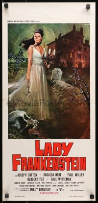 9z933 LADY FRANKENSTEIN Italian locandina 1971 great horror art of girl in graveyard by Luca Crovato!