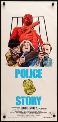 9z955 POLICE STORY Italian locandina 1975 art of Diane Baker, Vic Morrow, Edward Asner & masked gunman!