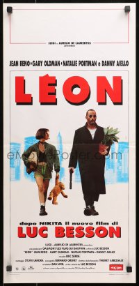 9z959 PROFESSIONAL Italian locandina 1995 Luc Besson's Leon, Jean Reno with gun, young Natalie Portman!