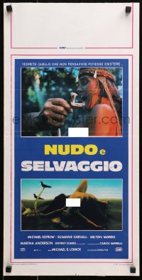9z983 STRANDED IN DINOSAUR VALLEY Italian locandina 1986 Nudo e Selvaggio, Cannibal Ferox 2!