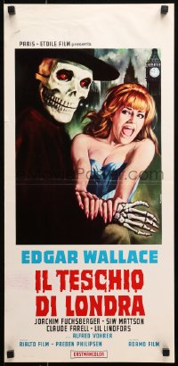 9z999 ZOMBIE WALKS Italian locandina 1969 Edgar Wallace, Casaro skeleton guy & screaming girl!