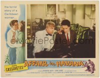 1a253 AFFAIR IN HAVANA LC #6 1957 John Cassavetes and Raymond Burr behind piano in Cuba!