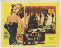 1a254 AFFAIR IN TRINIDAD LC 1952 Glenn Ford watches Alexander Scourby grab sexy Rita Hayworth's arm!