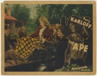 1a268 APE LC 1940 Boris Karloff helps Maris Wrixon in wheelchair + wacky gorilla in border!
