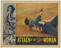 1a271 ATTACK OF THE 50 FT WOMAN LC #5 1958 wacky fx image of giant hand grabbing Hudson with gun!