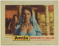 1a272 ATTILA LC #1 1958 super close up of sexy Sophia Loren with Henri Vidal in the background!