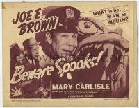 1a011 BEWARE SPOOKS TC R1949 is Joe E. Brown man or mouth?, pretty Mary Carlisle, wacky images!