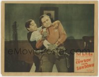 1a375 COWBOY FROM SUNDOWN LC 1940 great image of Tex Ritter fighting bad guy & saving the day!