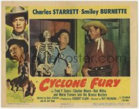 1a385 CYCLONE FURY LC 1951 Smiley Burnette holds skelton with smiling Durango Kid Charles Starrett!