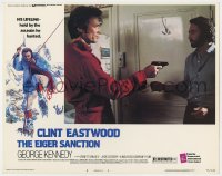 1a422 EIGER SANCTION LC #2 1975 Clint Eastwood in bath robe points gun at Reiner Schone!