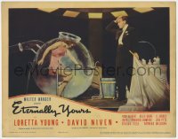1a430 ETERNALLY YOURS LC 1939 wild image of David Niven and Loretta Young in wacky glass globe!