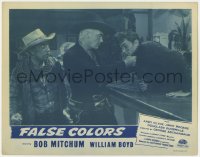 1a437 FALSE COLORS LC R1948 image of William Boyd as Hopalong Cassidy manhandling Robert Mitchum!