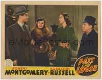 1a440 FAST & LOOSE LC 1939 Rosalind Russell & Jo Ann Sayers stare at Robert Montgomery!