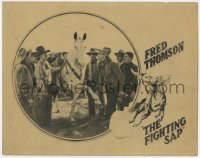 1a446 FIGHTING SAP LC 1924 smiling Fred Thomson shakes hands with Silver King, his horse!