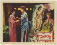 1a457 FORBIDDEN STREET LC #8 1949 pretty Maureen O'Hara with pretty young girl by large painting!