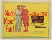 1a050 FULL OF LIFE TC 1957 artwork of newlyweds Judy Holliday & Richard Conte, it's terrific!