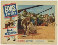 1a468 G.I. BLUES LC #4 1960 smiling soldier Elvis Presley helping guy next to tanks!