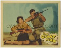 1a474 GIANT CLAW LC #7 1957 close up of Jeff Morrow & sexy Mara Corday pointing their rifles!