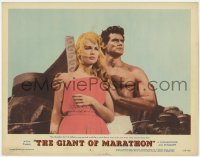 1a475 GIANT OF MARATHON LC #2 1960 close-up of Steve Reeves with sexy Mylene Demongeot!