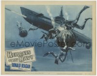1a520 HELLCATS OF THE NAVY LC #7 1957 cool artwork of underwater divers, submarine & mines!