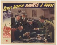 1a521 HENRY ALDRICH HAUNTS A HOUSE LC #8 1943 Jimmy Lydon, men & cop examining the evidence!