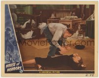 1a540 HOUSE OF HORRORS LC 1946 Rondo Hatton as The Creeper standing over scared Virginia Gray!