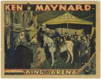 1a592 KING OF THE ARENA LC 1933 Ken Maynard on Tarzan at big circus show main entrance w/ Indians!