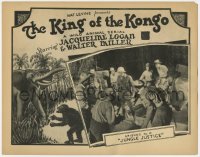 1a594 KING OF THE KONGO chapter 10 LC 1929 men gathered around man in pith helmet, Jungle Justice!