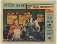 1a684 MY MAN GODFREY LC #8 1957 butler David Niven helps Junhe Allyson with the dishes!