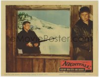 1a696 NIGHTFALL LC #2 1957 Jacques Tourneur noir, Aldo Ray & Brian Keith with rifle in window!