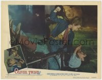 1a705 OLIVER TWIST LC #5 1951 David Lean, image of John Howard Davies as Oliver punching man!