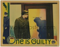 1a710 ONE IS GUILTY LC 1934 great image of Ralph Bellamy outside office staring at shadow!