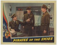 1a733 PIRATES OF THE SKIES LC 1938 Kent Taylor stands before officer pointing finger!