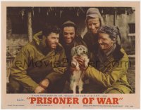 1a748 PRISONER OF WAR LC #6 1954 Ronald Reagan & soldiers make friends with a cute dog at POW camp!