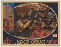 1a763 RANGER COURAGE LC 1936 cowboy Bob Allen and Tibbets fight with rifles behind barricade!