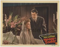 1a773 REVENGE OF THE ZOMBIES LC 1943 mad scientist John Carradine with Veda Ann Borg in coffin!