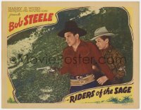 1a782 RIDERS OF THE SAGE LC 1939 great close-up of Bob Steele protecting boy from bad guy!