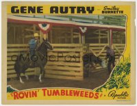 1a799 ROVIN' TUMBLEWEEDS LC 1939 great image of Gene Autry about to lasso a cow at rodeo!