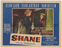 1a836 SHANE LC #4 1953 Jean Arthur has a meaningful talk with Alan Ladd through the window!