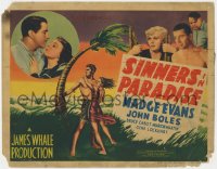 1a162 SINNERS IN PARADISE TC 1938 James Whale, Madge Evans, John Boles, cool tropical island art!