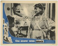 1a855 SNOW WAS BLACK LC 1956 c/u of older smoking French prostitute staring at young boy!