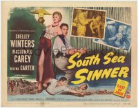 1a175 SOUTH SEA SINNER TC 1949 sexiest Shelley Winters in skin-tight dress, Macdonald Carey w/cards!