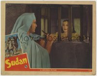 1a877 SUDAN LC 1945 Jon Hall speaks to sexy jailed Maria Montez in Ancient Egypt!