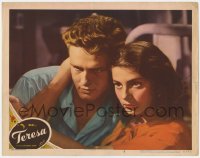 1a892 TERESA LC #5 1951 romantic c/u of Pier Angeli & John Ericson, directed by Fred Zinnemann!