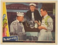 1a899 THAT NIGHT WITH YOU LC 1945 Buster Keaton stares at dog drinking milk on diner counter!